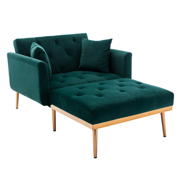 Everly Quinn Velvet Accent Chair with Ottoman Wayfair